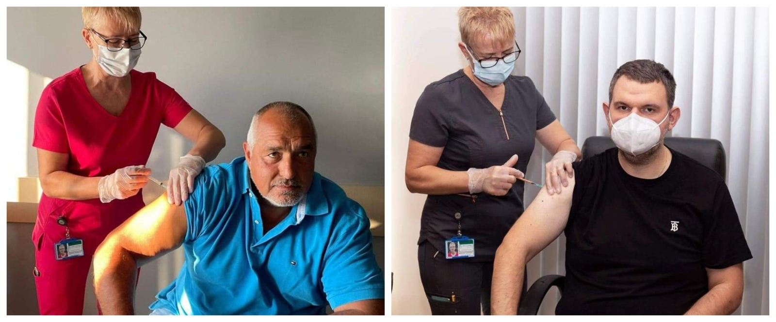 Една и съща медицинска сестра ваксинира бившия премиер Бойко Борисов